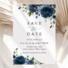 Navy Blue Flowers Save the Date, Wedding Stationery, Printable File, Edit Yourself, SH16 Navy Blue Flowers Save the Date, Wedding Stationery, Printable File, Edit Yourself, SH16