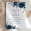 Navy Blue Flowers Save the Date, Wedding Stationery, Printable File, Edit Yourself, SH16 Navy Blue Flowers Save the Date, Wedding Stationery, Printable File, Edit Yourself, SH16