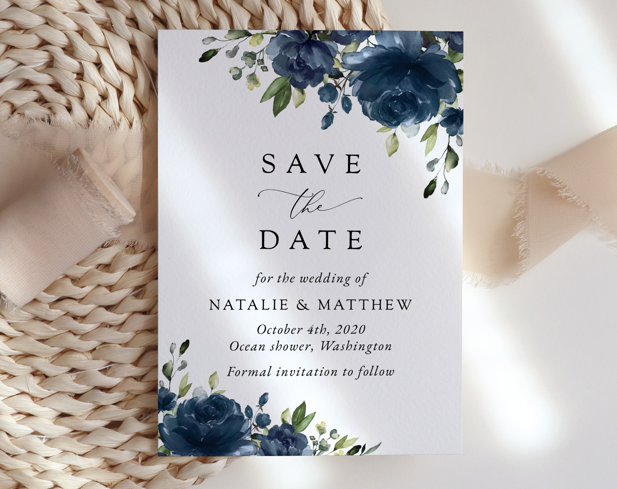 Navy Blue Flowers Save the Date, Wedding Stationery, Printable File, Edit Yourself, SH16 Navy Blue Flowers Save the Date, Wedding Stationery, Printable File, Edit Yourself, SH16