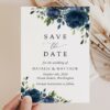 Navy Blue Flowers Save the Date, Wedding Stationery, Printable File, Edit Yourself, SH16 Navy Blue Flowers Save the Date, Wedding Stationery, Printable File, Edit Yourself, SH16