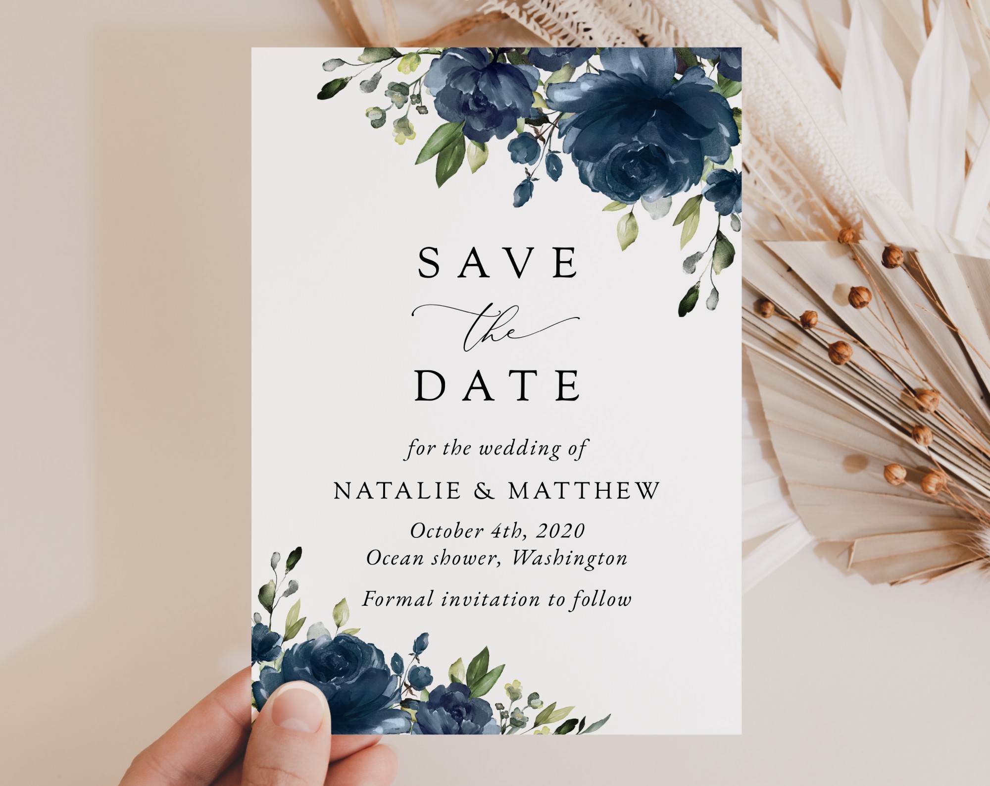 Navy Blue Flowers Save the Date, Wedding Stationery, Printable File, Edit Yourself, SH16 Navy Blue Flowers Save the Date, Wedding Stationery, Printable File, Edit Yourself, SH16