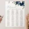 Navy Blue Flowers Seating Chart, Wedding Sign, Printable File, Edit Yourself, SH16