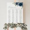 Navy Blue Flowers Seating Chart, Wedding Sign, Printable File, Edit Yourself, SH16