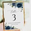 Navy Blue Flowers Table Number Sign, Wedding Sign, Printable File, Edit Yourself, SH16 Navy Blue Flowers Table Number Sign, Wedding Sign, Printable File, Edit Yourself, SH16