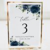 Navy Blue Flowers Table Number Sign, Wedding Sign, Printable File, Edit Yourself, SH16 Navy Blue Flowers Table Number Sign, Wedding Sign, Printable File, Edit Yourself, SH16