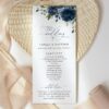 Navy Blue Flowers Wedding Program, Wedding Stationery, Printable File, Edit Yourself, SH16