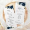 Navy Blue Flowers Wedding Program, Wedding Stationery, Printable File, Edit Yourself, SH16