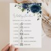 Navy Blue Flowers Wedding Timeline, Wedding Stationery, Printable File, Edit Yourself, SH16