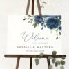 Navy Blue Flowers Welcome Sign, Wedding Sign, Printable File, Edit Yourself, SH16 Navy Blue Flowers Welcome Sign, Wedding Sign, Printable File, Edit Yourself, SH16