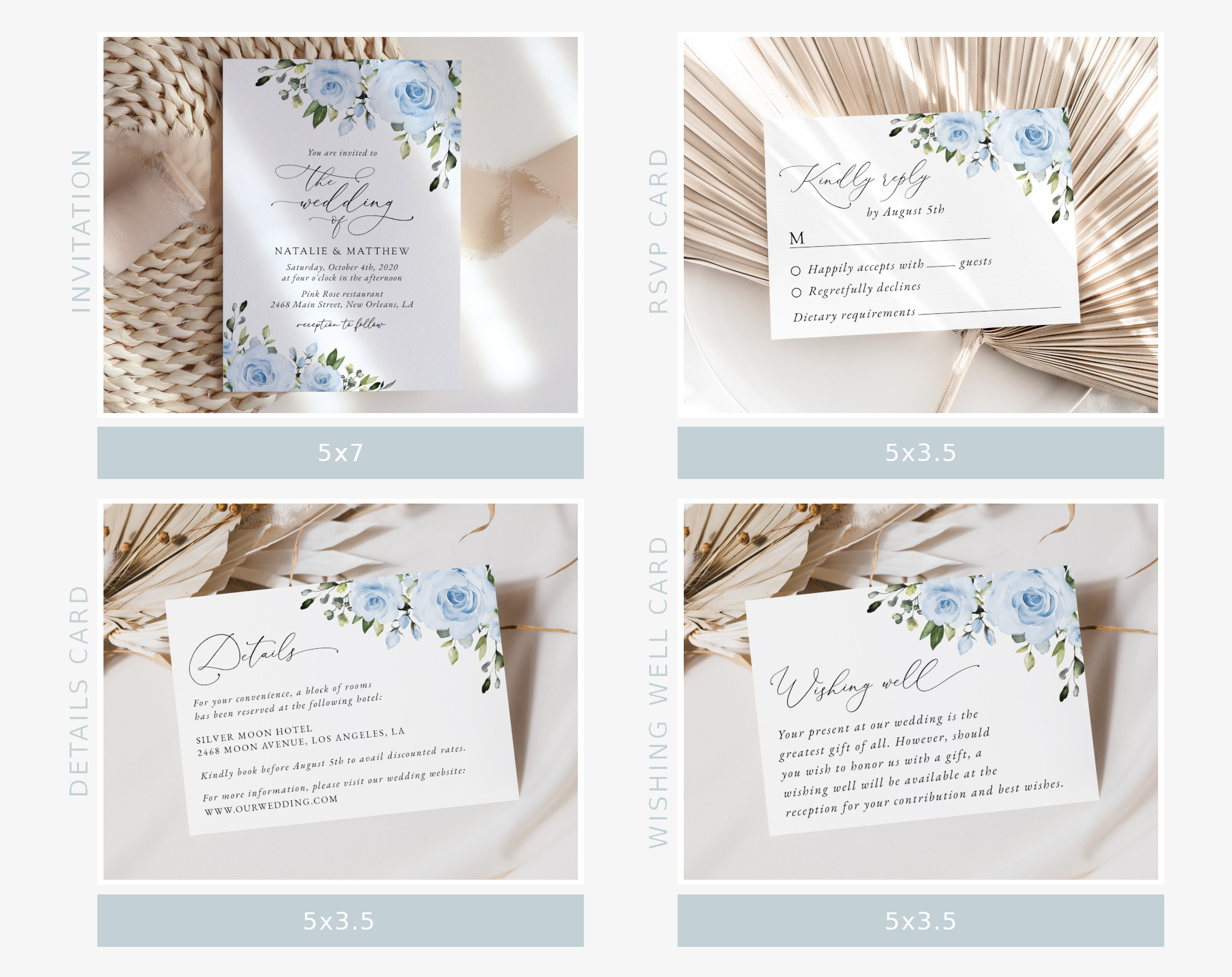 Dusty Blue Flowers Wedding Bundle, Printable File, Edit Yourself, SH24 Dusty Blue Flowers Wedding Bundle, Printable File, Edit Yourself, SH24