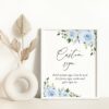 Dusty Blue Flowers Custom Sign, Wedding Sign, Printable File, Edit Yourself, SH24