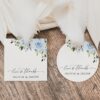 Dusty Blue Flowers Favor Tags, Gift Tags, Party Tags, Wedding, Printable File, Edit Yourself, SH24