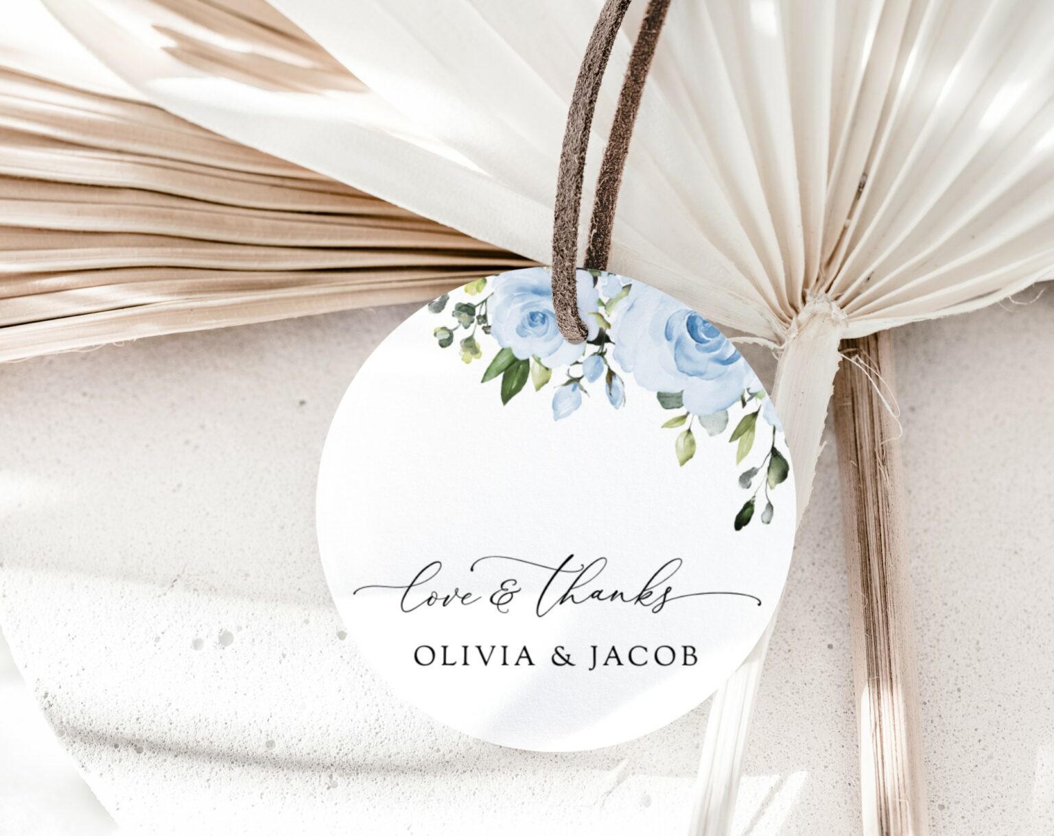 Dusty Blue Flowers Favor Tags - Gift Tags - Wedding Stationery