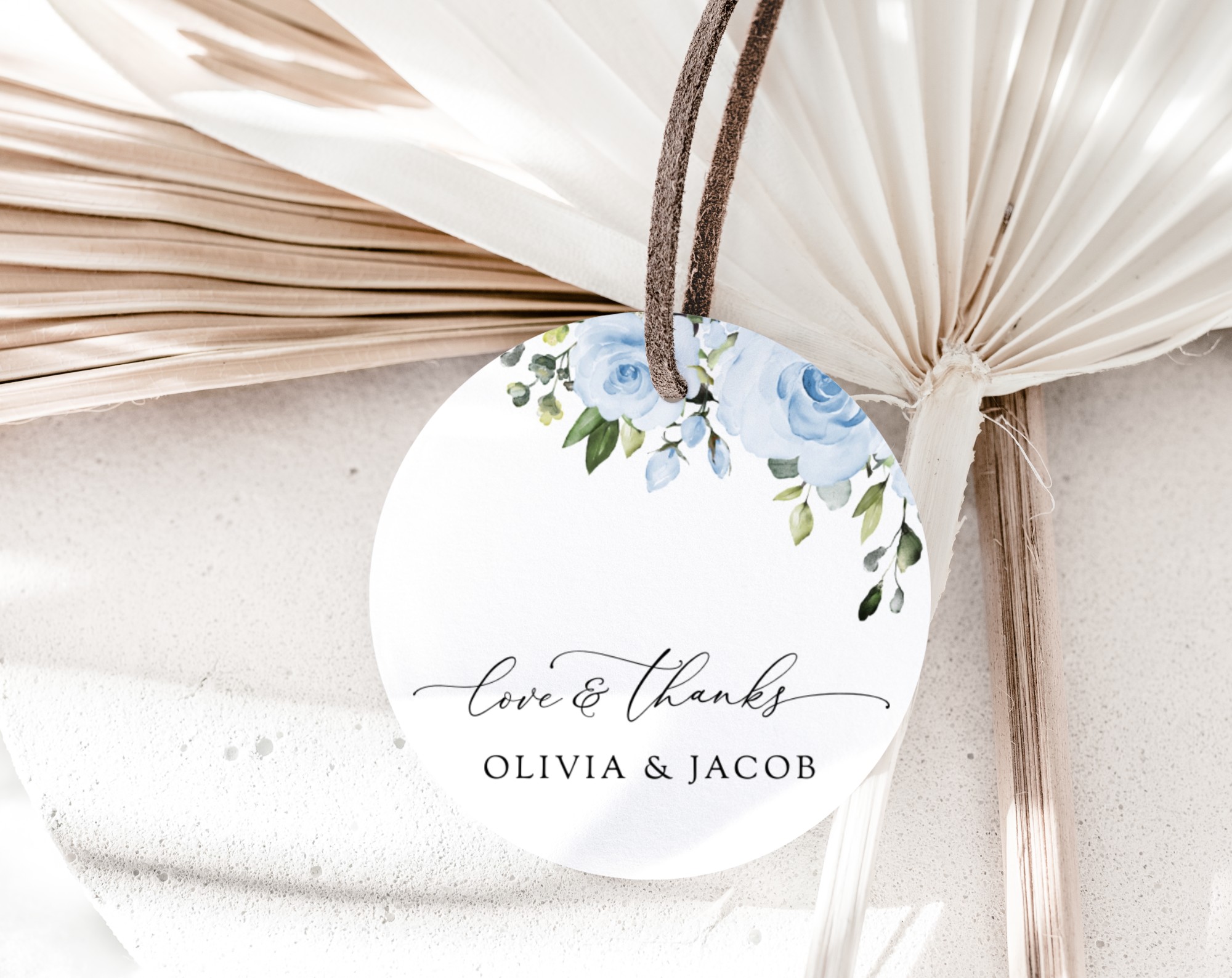 Dusty Blue Flowers Favor Tags, Gift Tags, Party Tags, Wedding, Printable File, Edit Yourself, SH24