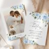 Dusty Blue Flowers Wedding Invitation Suite, Wedding Stationery, Printable File, Edit Yourself, SH24 Dusty Blue Flowers Wedding Invitation Suite, Wedding Stationery, Printable File, Edit Yourself, SH24