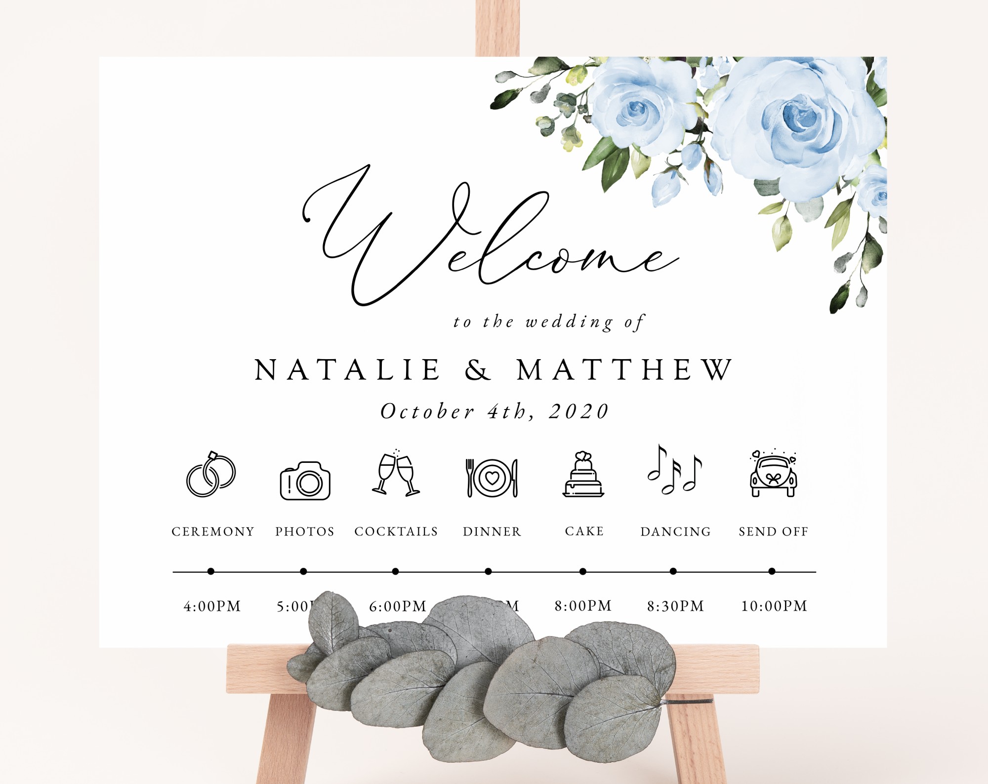 Dusty Blue Flowers Order of Events Sign, Welcome Sign, Printable File, Edit Yourself, SH24 Dusty Blue Flowers Order of Events Sign, Welcome Sign, Printable File, Edit Yourself, SH24