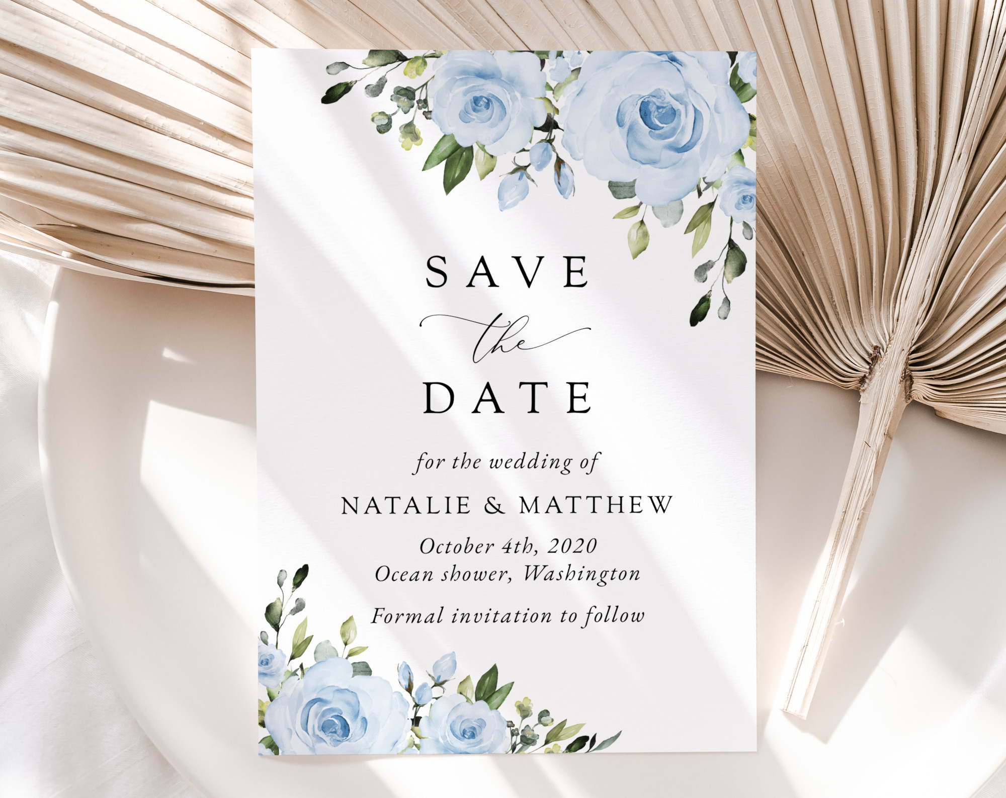Dusty Blue Flowers Save the Date, Wedding Stationery, Printable File, Edit Yourself, SH24 Dusty Blue Flowers Save the Date, Wedding Stationery, Printable File, Edit Yourself, SH24