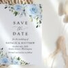 Dusty Blue Flowers Save the Date, Wedding Stationery, Printable File, Edit Yourself, SH24 Dusty Blue Flowers Save the Date, Wedding Stationery, Printable File, Edit Yourself, SH24