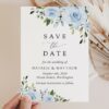 Dusty Blue Flowers Save the Date, Wedding Stationery, Printable File, Edit Yourself, SH24 Dusty Blue Flowers Save the Date, Wedding Stationery, Printable File, Edit Yourself, SH24
