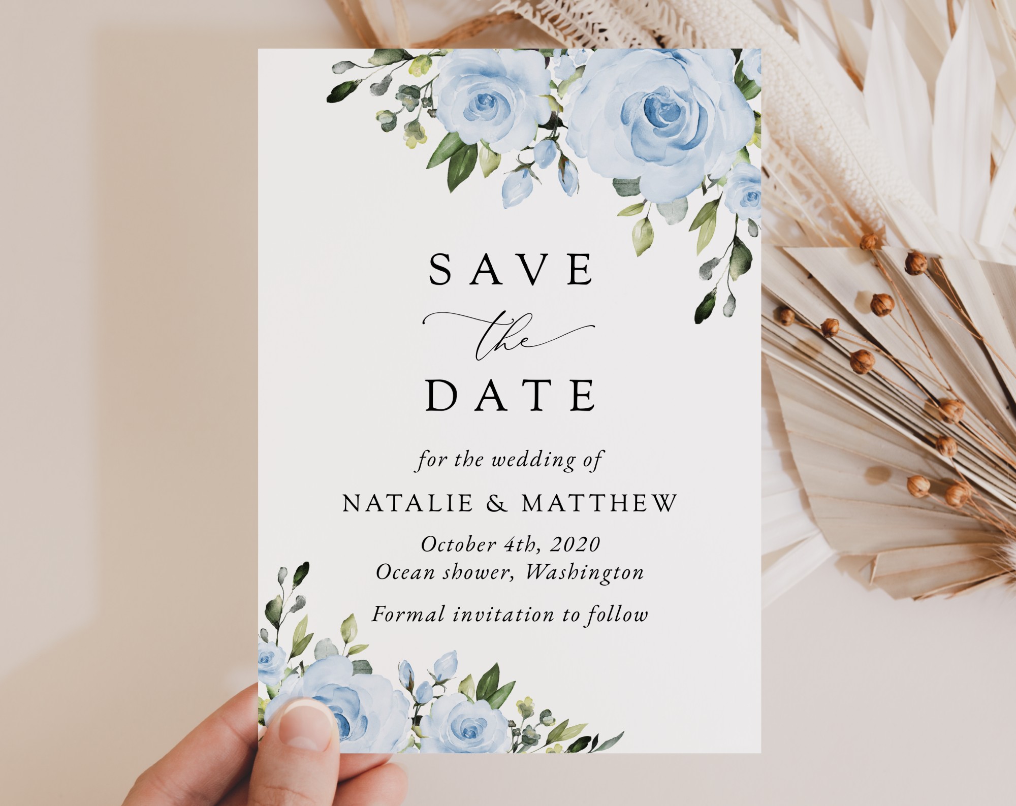 Dusty Blue Flowers Save the Date, Wedding Stationery, Printable File, Edit Yourself, SH24 Dusty Blue Flowers Save the Date, Wedding Stationery, Printable File, Edit Yourself, SH24