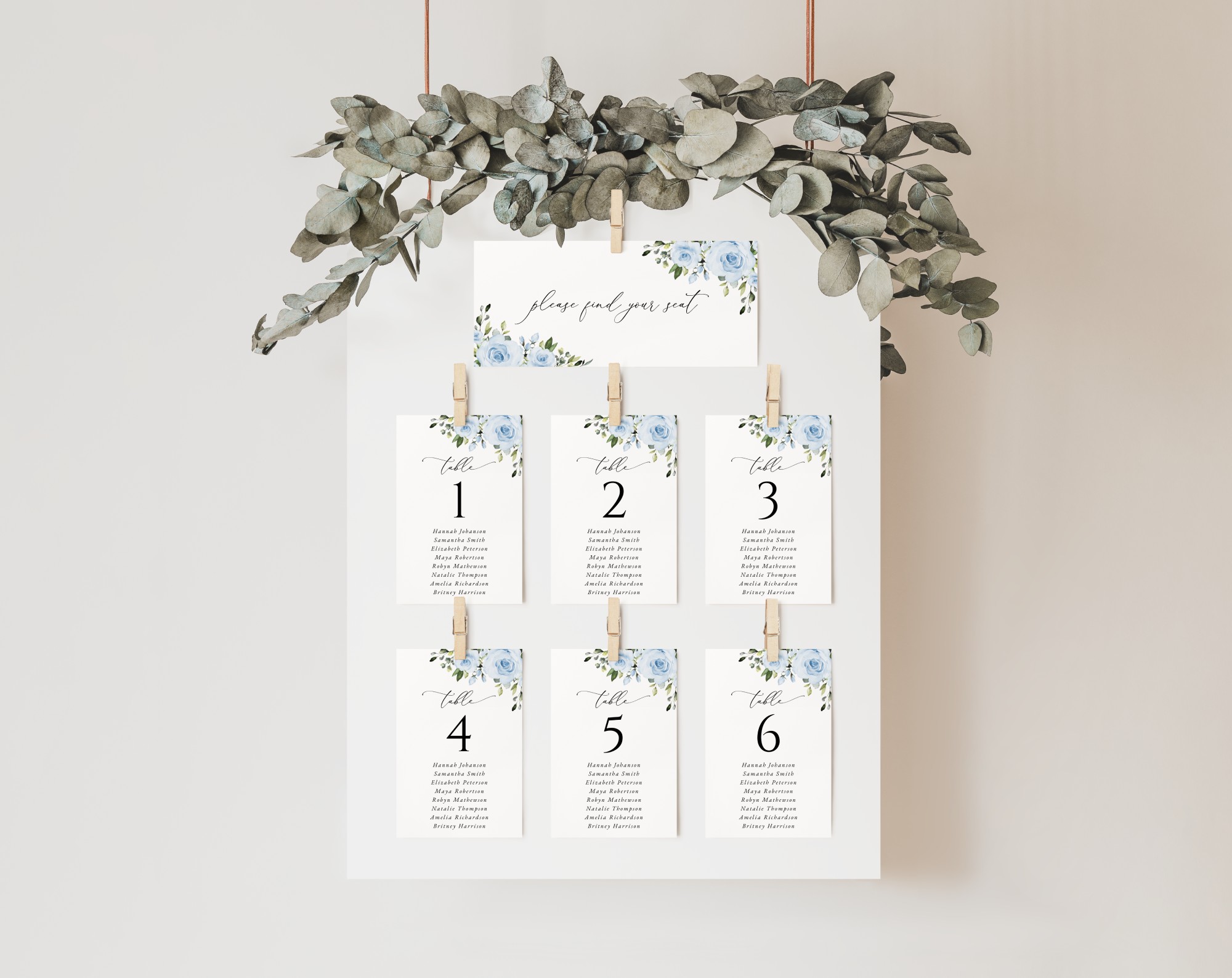 Dusty Blue Flowers Seating Cards, Wedding Stationery, Printable File, Edit Yourself, SH24 Dusty Blue Flowers Seating Cards, Wedding Stationery, Printable File, Edit Yourself, SH24