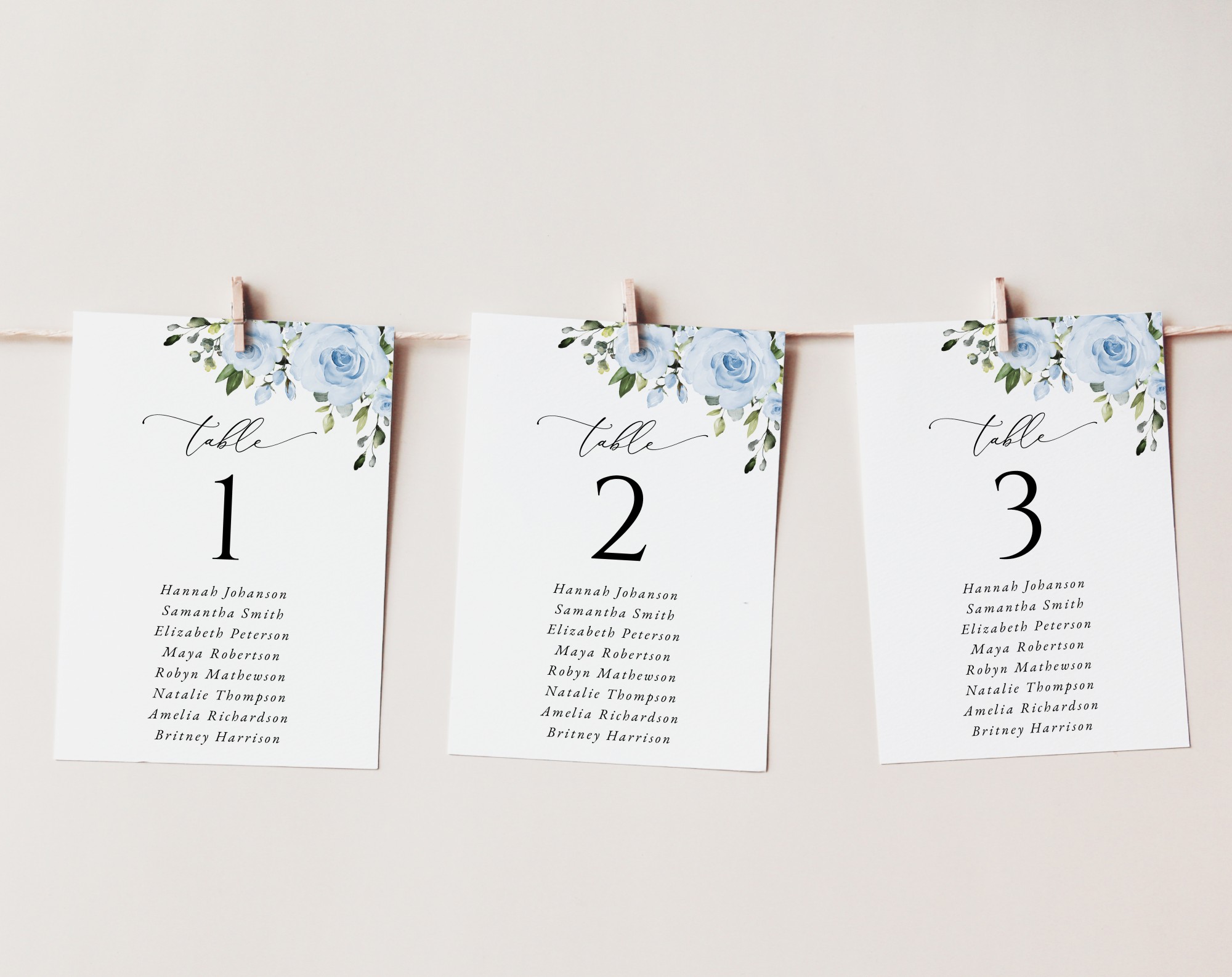Dusty Blue Flowers Seating Cards, Wedding Stationery, Printable File, Edit Yourself, SH24 Dusty Blue Flowers Seating Cards, Wedding Stationery, Printable File, Edit Yourself, SH24