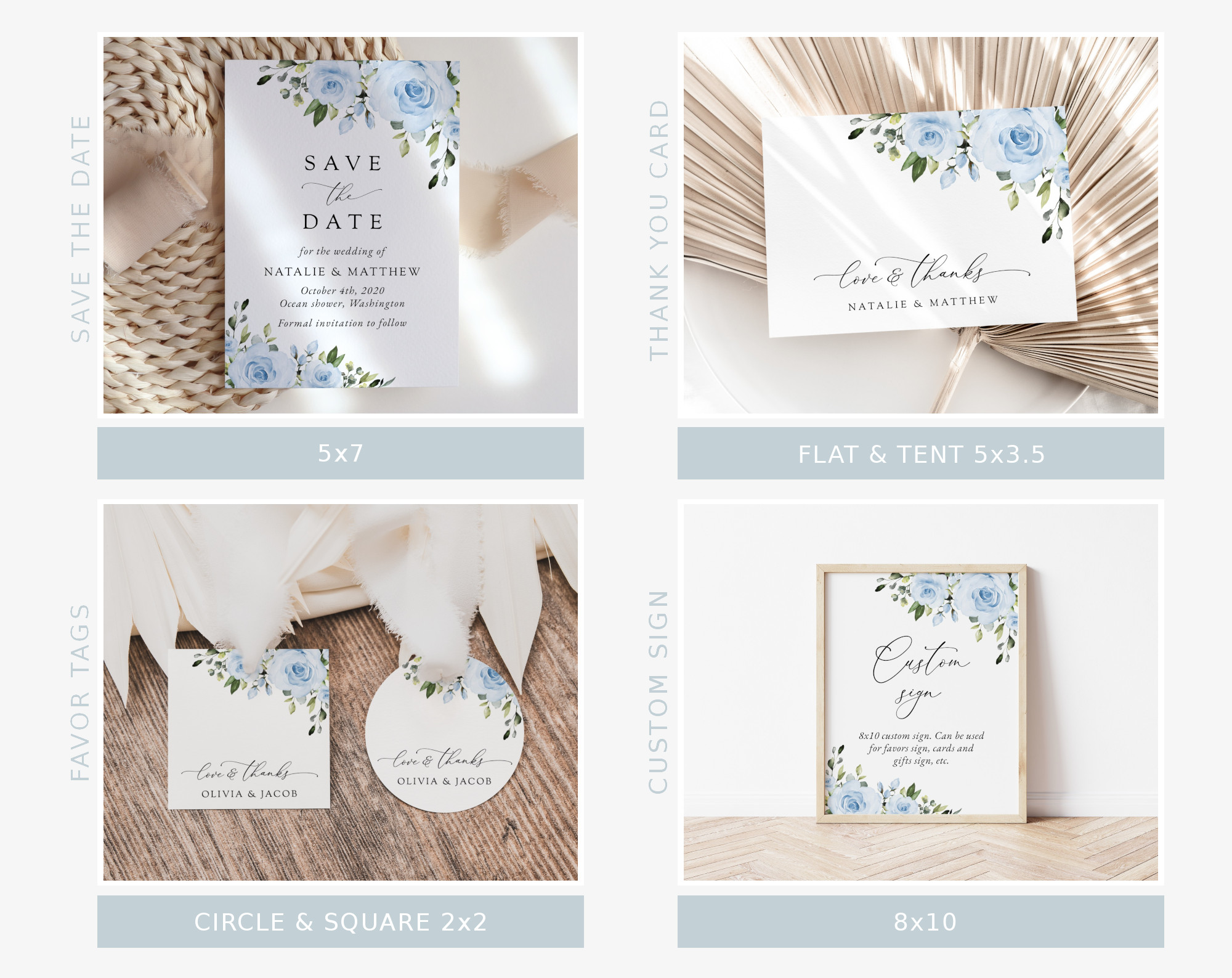 Dusty Blue Flowers Wedding Bundle, Printable File, Edit Yourself, SH24 Dusty Blue Flowers Wedding Bundle, Printable File, Edit Yourself, SH24