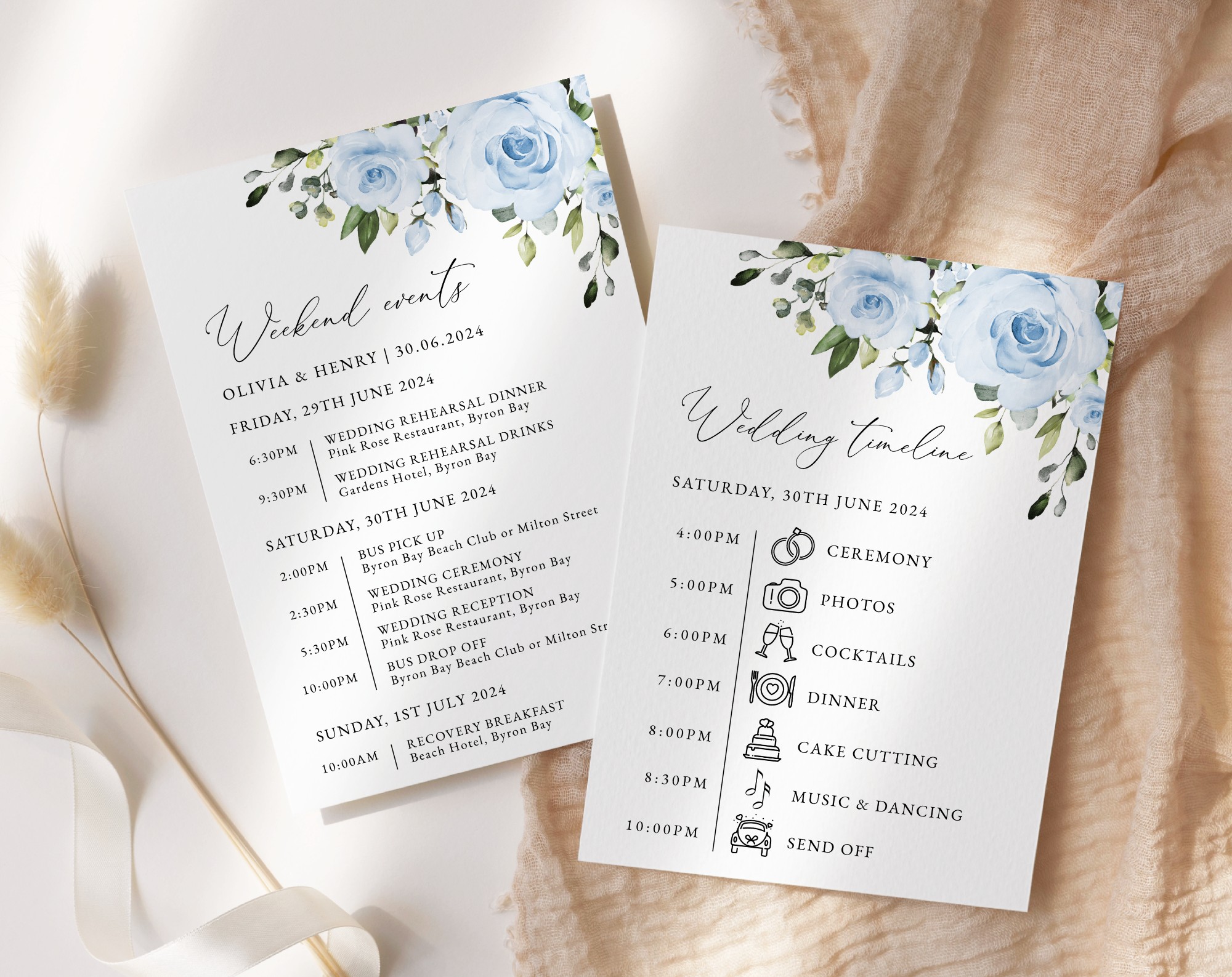 Dusty Blue Flowers Wedding Timeline, Wedding Stationery, Printable File, Edit Yourself, SH24 Dusty Blue Flowers Wedding Timeline, Wedding Stationery, Printable File, Edit Yourself, SH24
