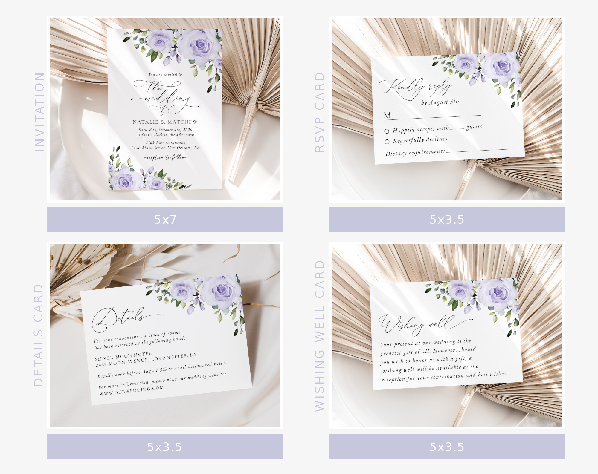 Purple Flowers Wedding Bundle, Printable File, Edit Yourself, SH29 Purple Flowers Wedding Bundle, Printable File, Edit Yourself, SH29