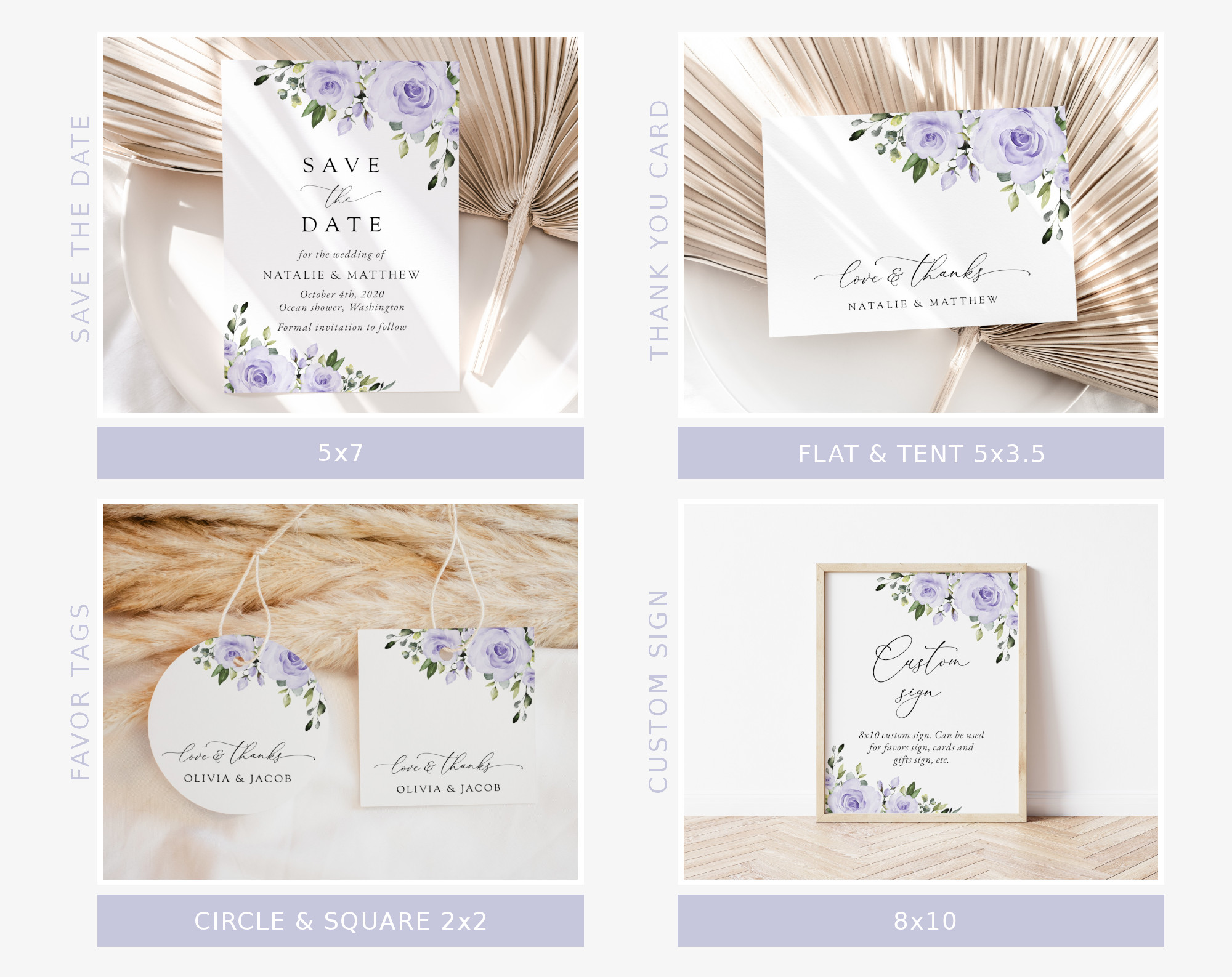 Purple Flowers Wedding Bundle, Printable File, Edit Yourself, SH29 Purple Flowers Wedding Bundle, Printable File, Edit Yourself, SH29