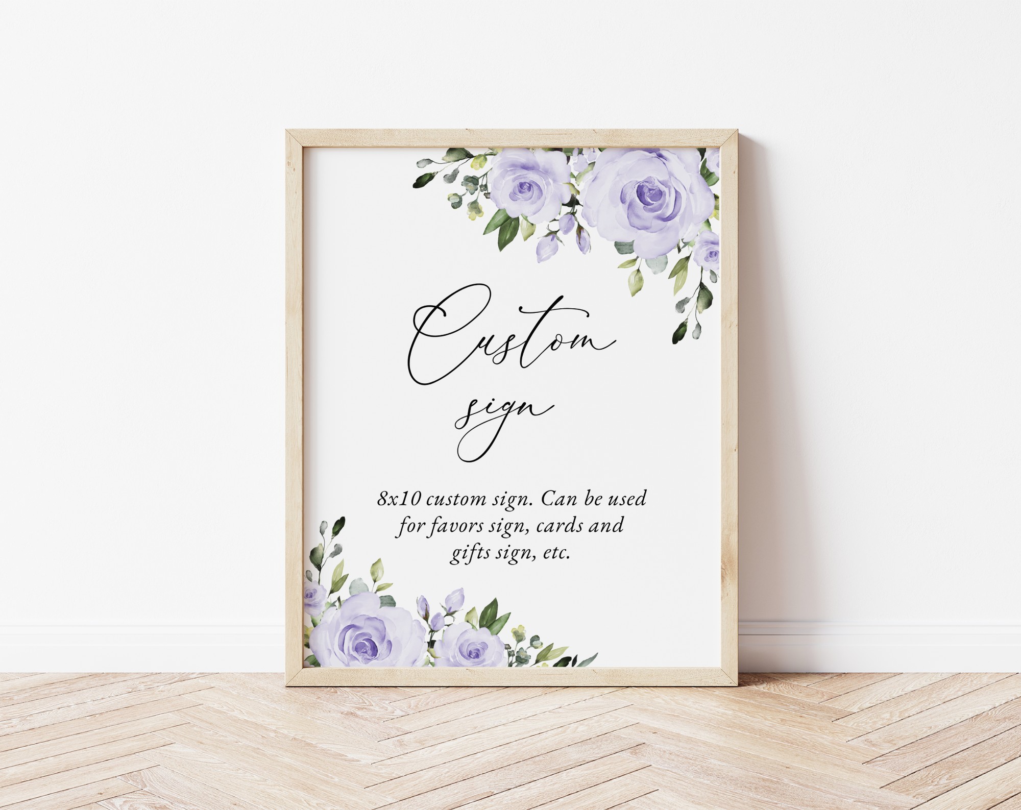 Purple Flowers Custom Sign, Wedding Sign, Printable File, Edit Yourself, SH29