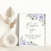Purple Flowers Custom Sign, Wedding Sign, Printable File, Edit Yourself, SH29