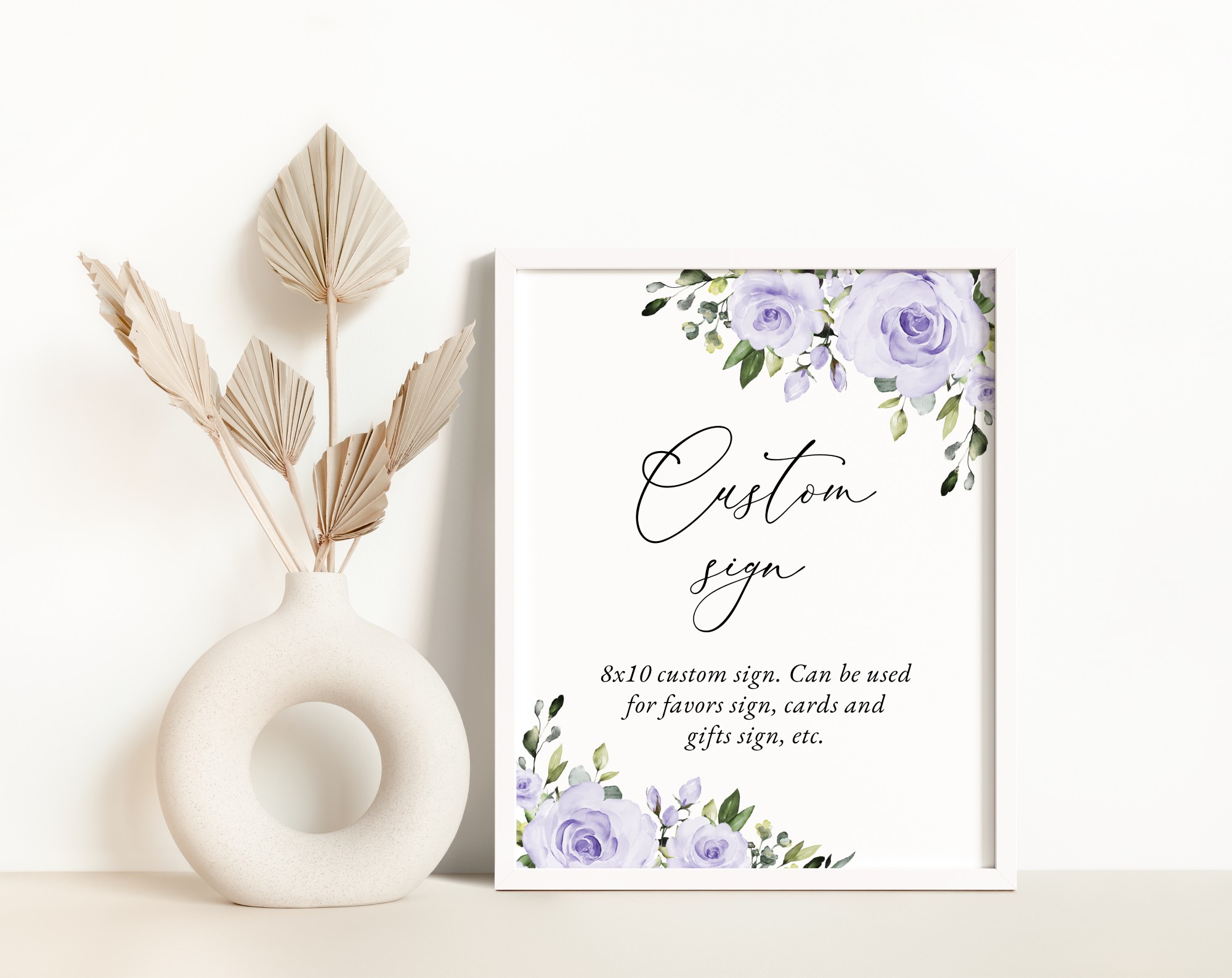 Purple Flowers Custom Sign, Wedding Sign, Printable File, Edit Yourself, SH29 Purple Flowers Custom Sign, Wedding Sign, Printable File, Edit Yourself, SH29