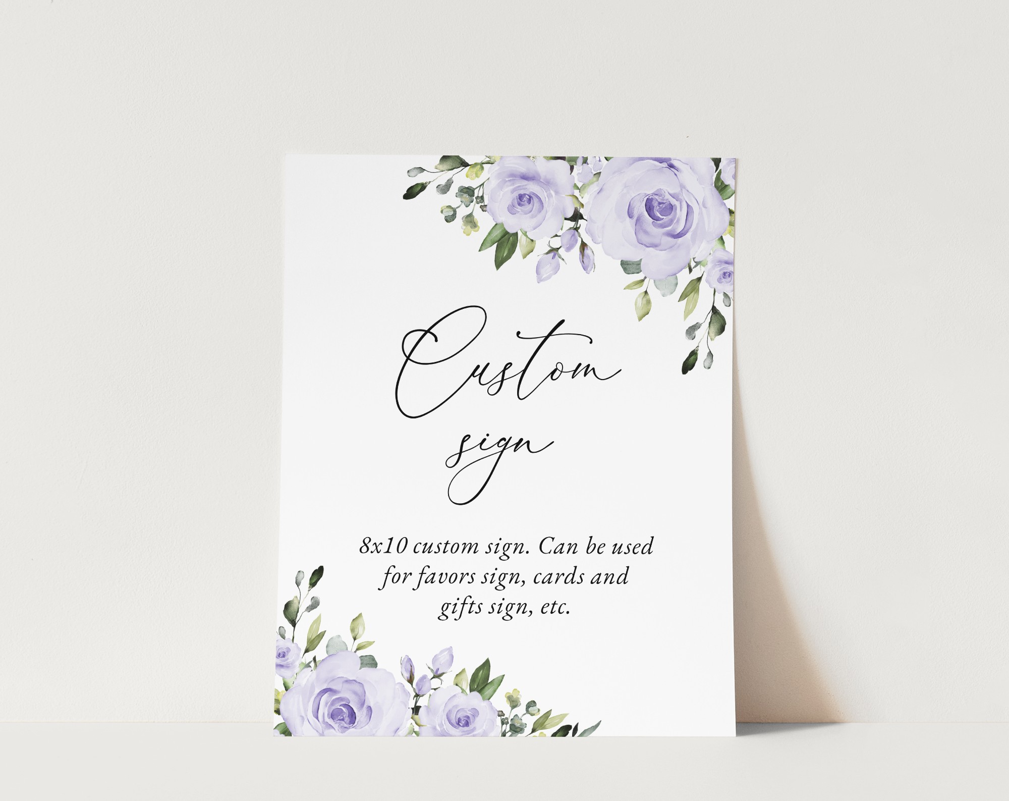 Purple Flowers Custom Sign, Wedding Sign, Printable File, Edit Yourself, SH29