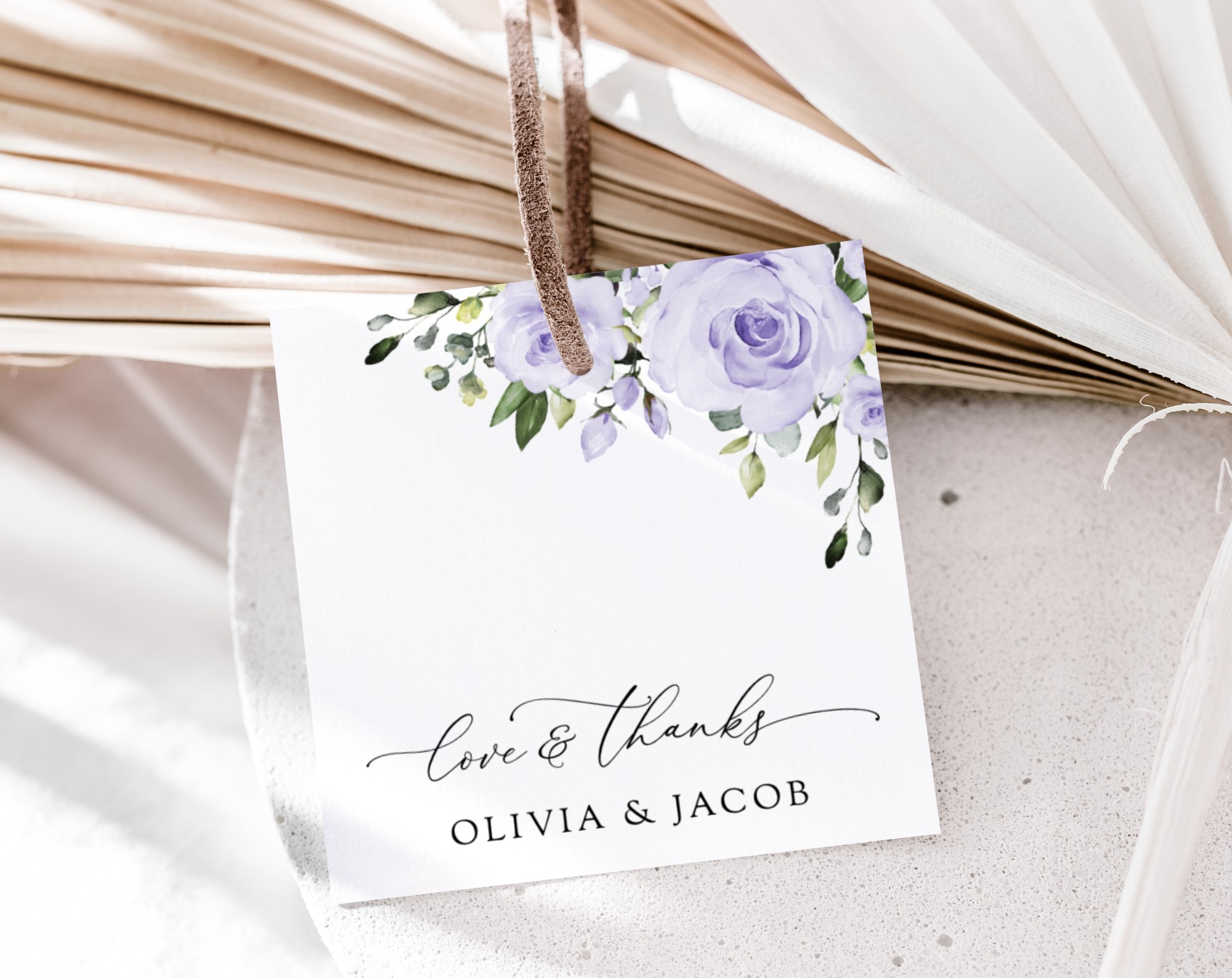 Purple Flowers Favor Tags, Gift Tags, Party Tags, Wedding, Printable File, Edit Yourself, SH29