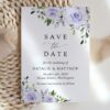 Purple Flowers Save the Date, Wedding Stationery, Printable File, Edit Yourself, SH29
