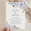Purple Flowers Save the Date, Wedding Stationery, Printable File, Edit Yourself, SH29