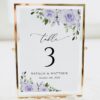 Purple Flowers Table Number Sign, Wedding Sign, Printable File, Edit Yourself, SH29 Purple Flowers Table Number Sign, Wedding Sign, Printable File, Edit Yourself, SH29