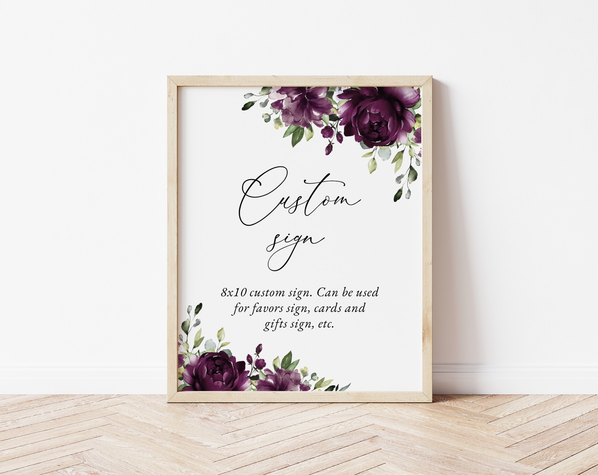 Plum Purple Flowers Custom Sign, Wedding Sign, Printable File, Edit Yourself, SH31 Plum Purple Flowers Custom Sign, Wedding Sign, Printable File, Edit Yourself, SH31