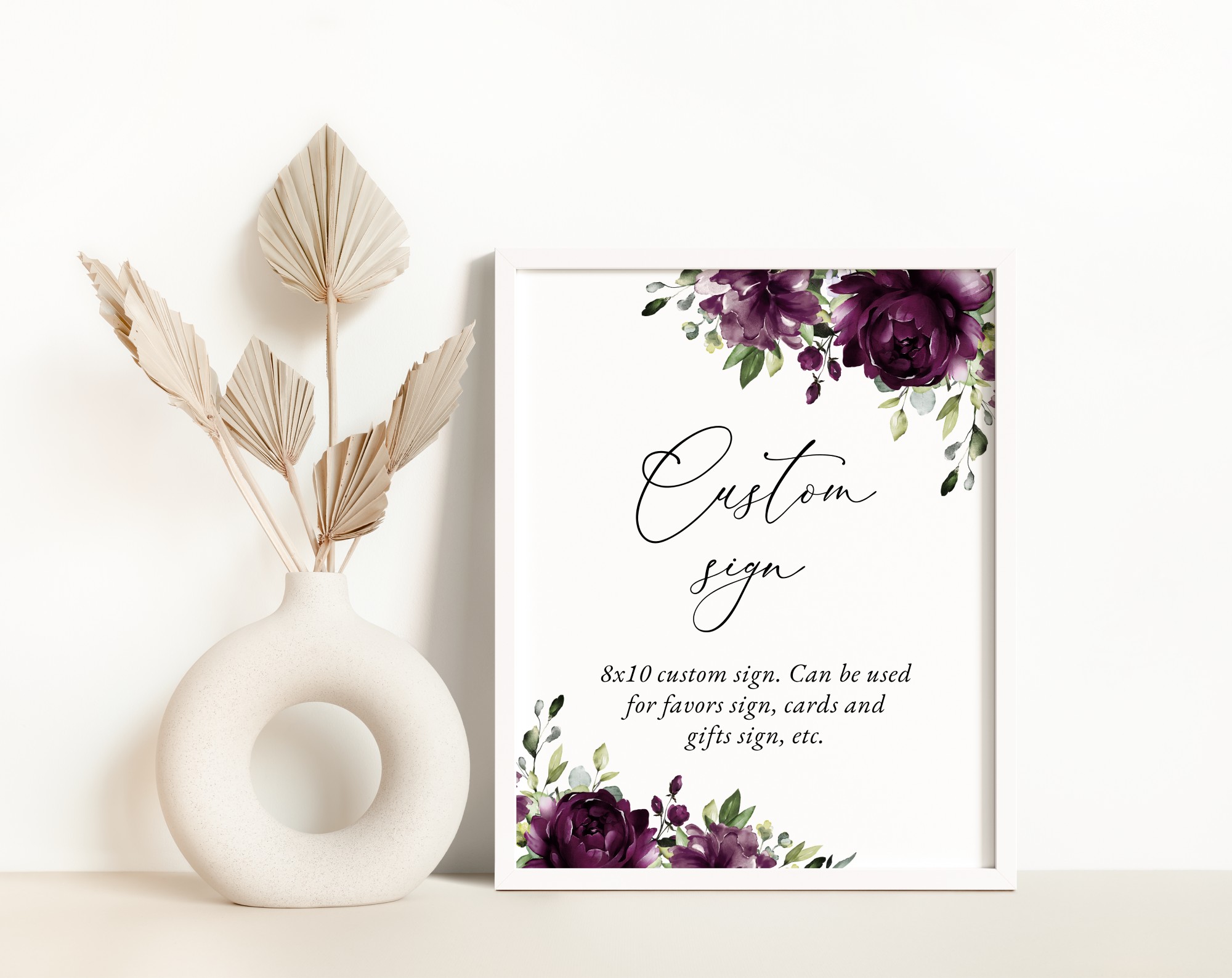 Plum Purple Flowers Custom Sign, Wedding Sign, Printable File, Edit Yourself, SH31 Plum Purple Flowers Custom Sign, Wedding Sign, Printable File, Edit Yourself, SH31
