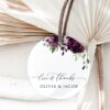 Plum Purple Flowers Favor Tags, Gift Tags, Party Tags, Wedding, Printable File, Edit Yourself, SH31