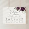 Plum Purple Flowers Order of Events Sign, Welcome Sign, Printable File, Edit Yourself, SH31