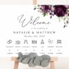 Plum Purple Flowers Order of Events Sign, Welcome Sign, Printable File, Edit Yourself, SH31