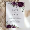Plum Purple Flowers Save the Date, Wedding Stationery, Printable File, Edit Yourself, SH31 Plum Purple Flowers Save the Date, Wedding Stationery, Printable File, Edit Yourself, SH31