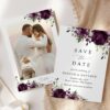 Plum Purple Flowers Save the Date, Wedding Stationery, Printable File, Edit Yourself, SH31 Plum Purple Flowers Save the Date, Wedding Stationery, Printable File, Edit Yourself, SH31