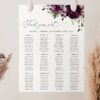 Plum Purple Flowers Seating Chart, Wedding Sign, Printable File, Edit Yourself, SH31