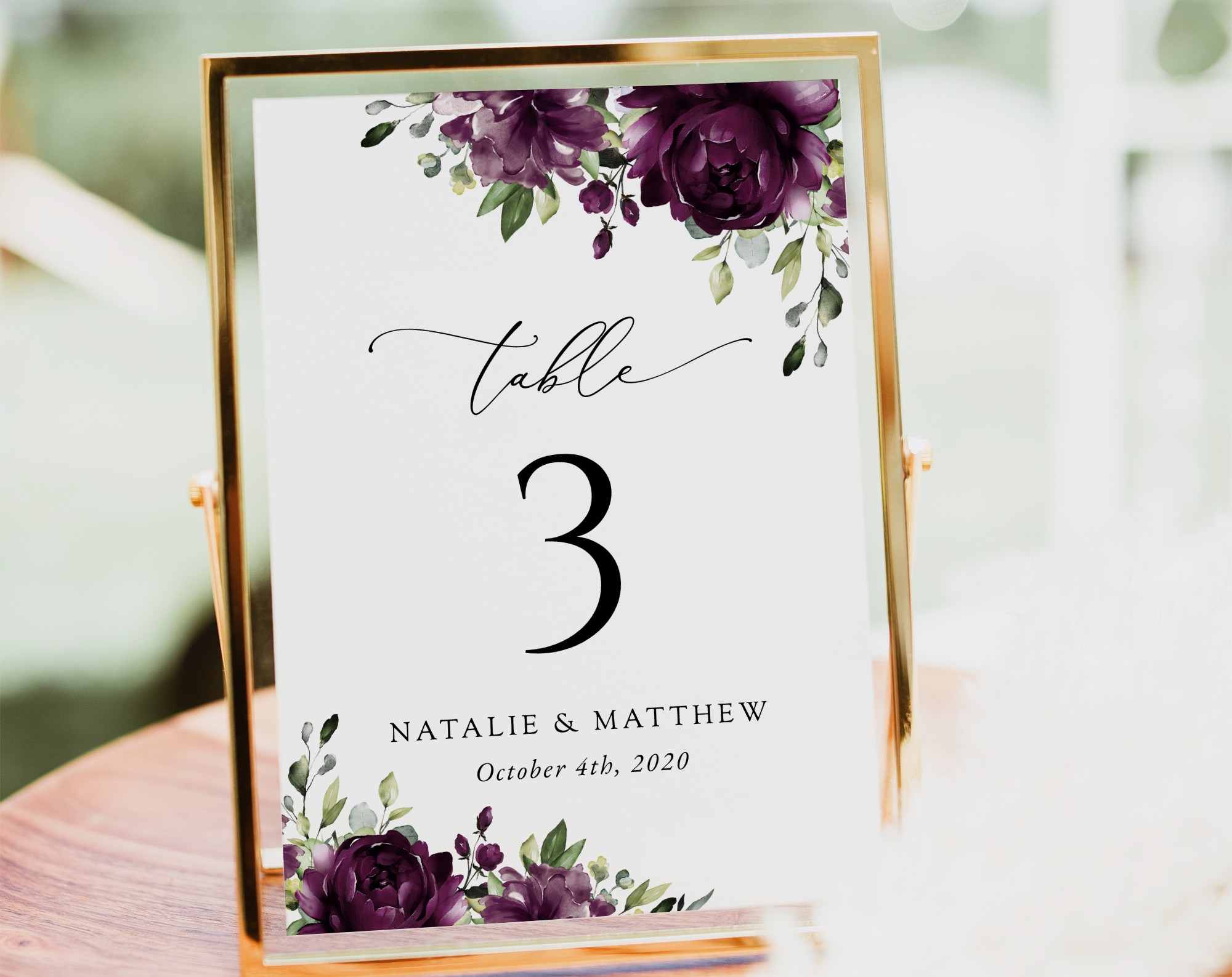 Plum Purple Flowers Table Number Sign, Wedding Sign, Printable File, Edit Yourself, SH31 Plum Purple Flowers Table Number Sign, Wedding Sign, Printable File, Edit Yourself, SH31