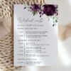 Plum Purple Flowers Wedding Timeline, Wedding Stationery, Printable File, Edit Yourself, SH31