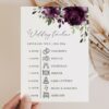 Plum Purple Flowers Wedding Timeline, Wedding Stationery, Printable File, Edit Yourself, SH31