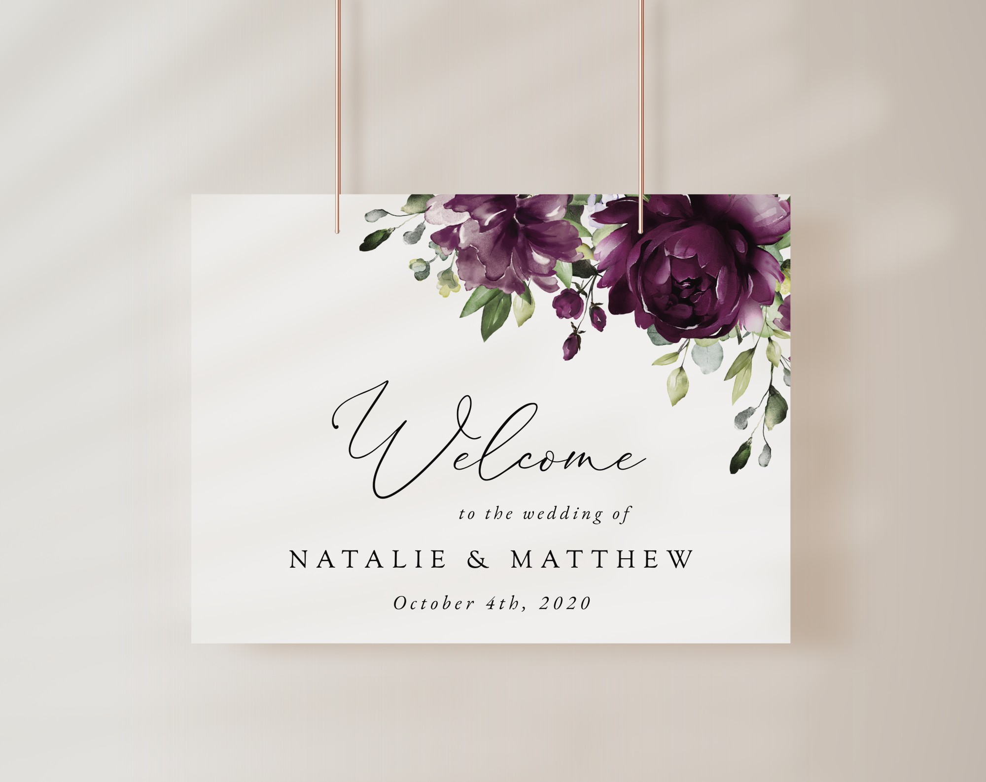 Plum Purple Flowers Wedding Program - Wedding Stationery